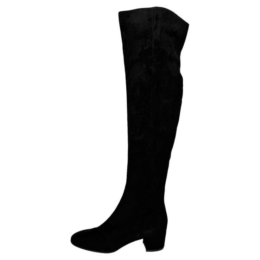 Gianvito Rossi Almond-Toe Knee-High Boots in Black Suede - Picture 5 of 12